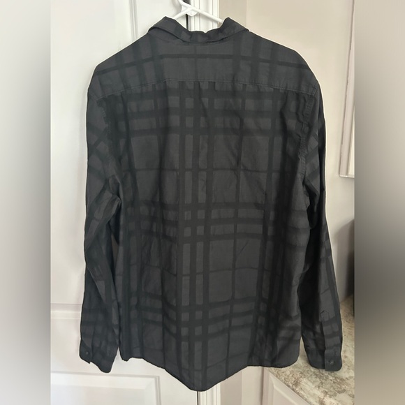 Men’s Burberry Brit Button Down Black Dark Grey Shirt Xxl - Picture 2 of 12